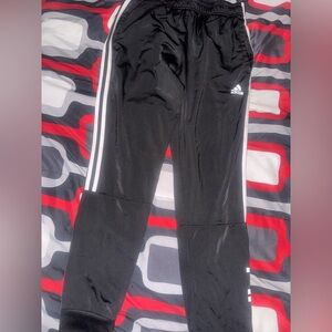Adidas Black Joggers with White Stripes